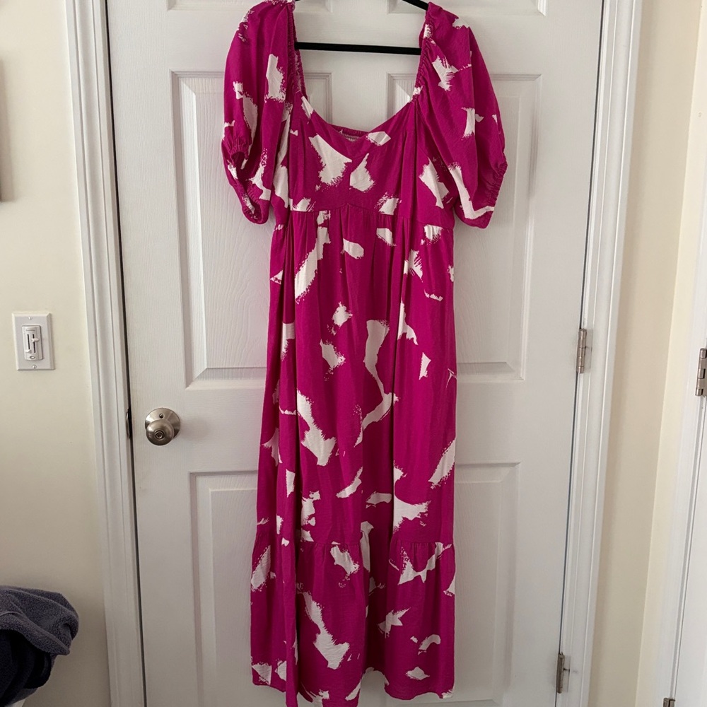 Pink and White Patterned Dress